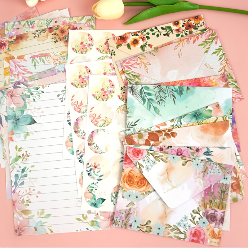 160pcs floral watercolor invitation stationery set   peel and seal closure paper material   wedding engagement valentines day thanksgiving christmas events details 4