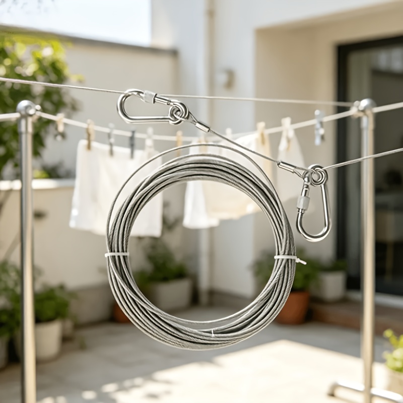 Heavy-Duty Stainless Steel Cable with Safety Cord & Hooks