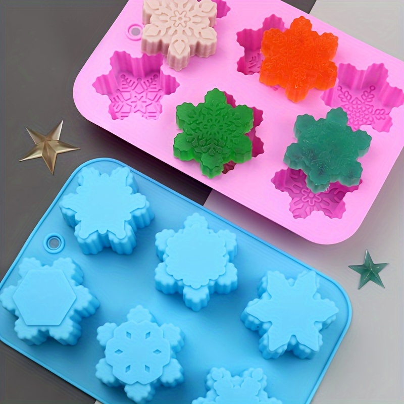 

6pcs Silicone Mold Set - & Flower Shapes For Diy Chocolate, Handmade Soaps, Ice Cream, Pudding, Non-electric, Food Grade Material, Use In Kitchen, Ideal For Holiday Baking / Crafting Enthusiasts