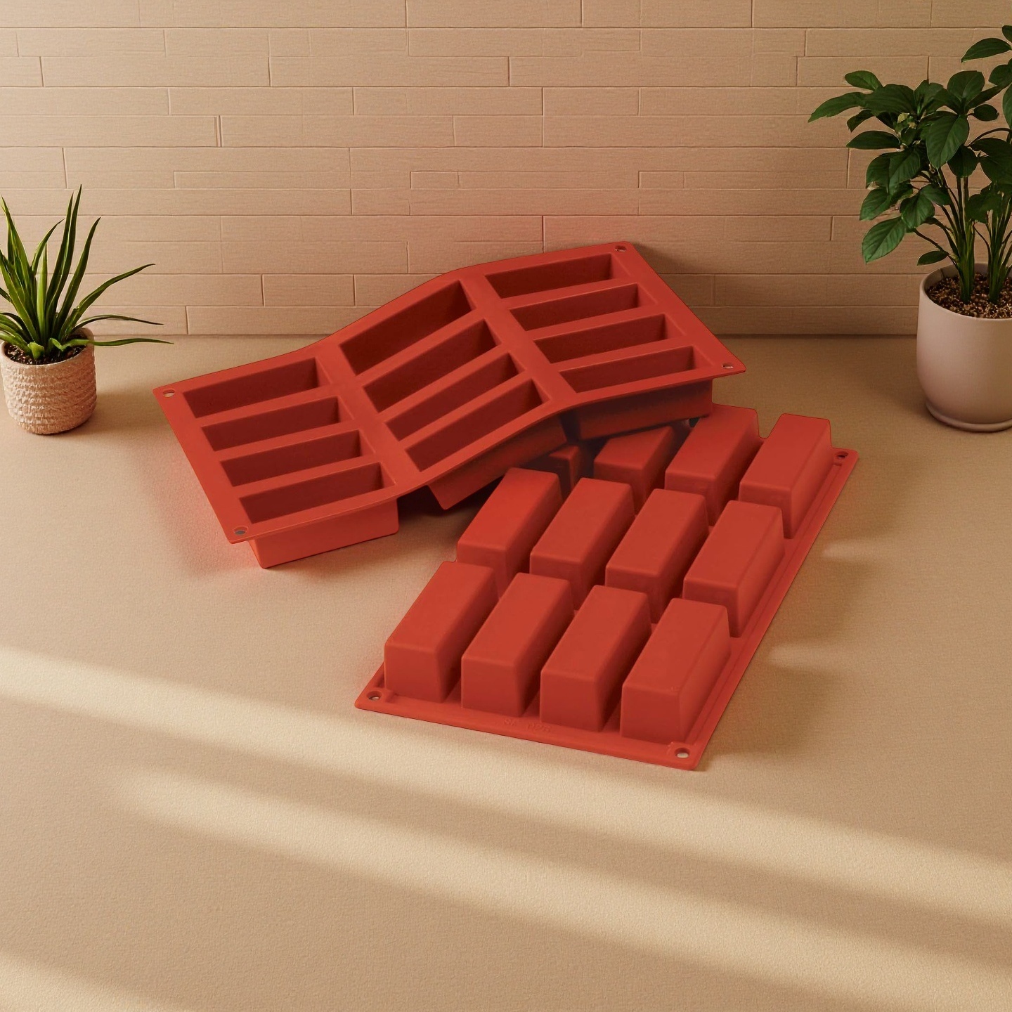 Image of Silicone Molds For Bars, Featuring 12 Rectangular Cavities, Ideal For Protein Bars, Chocolate Candies, , And Energy Bars.