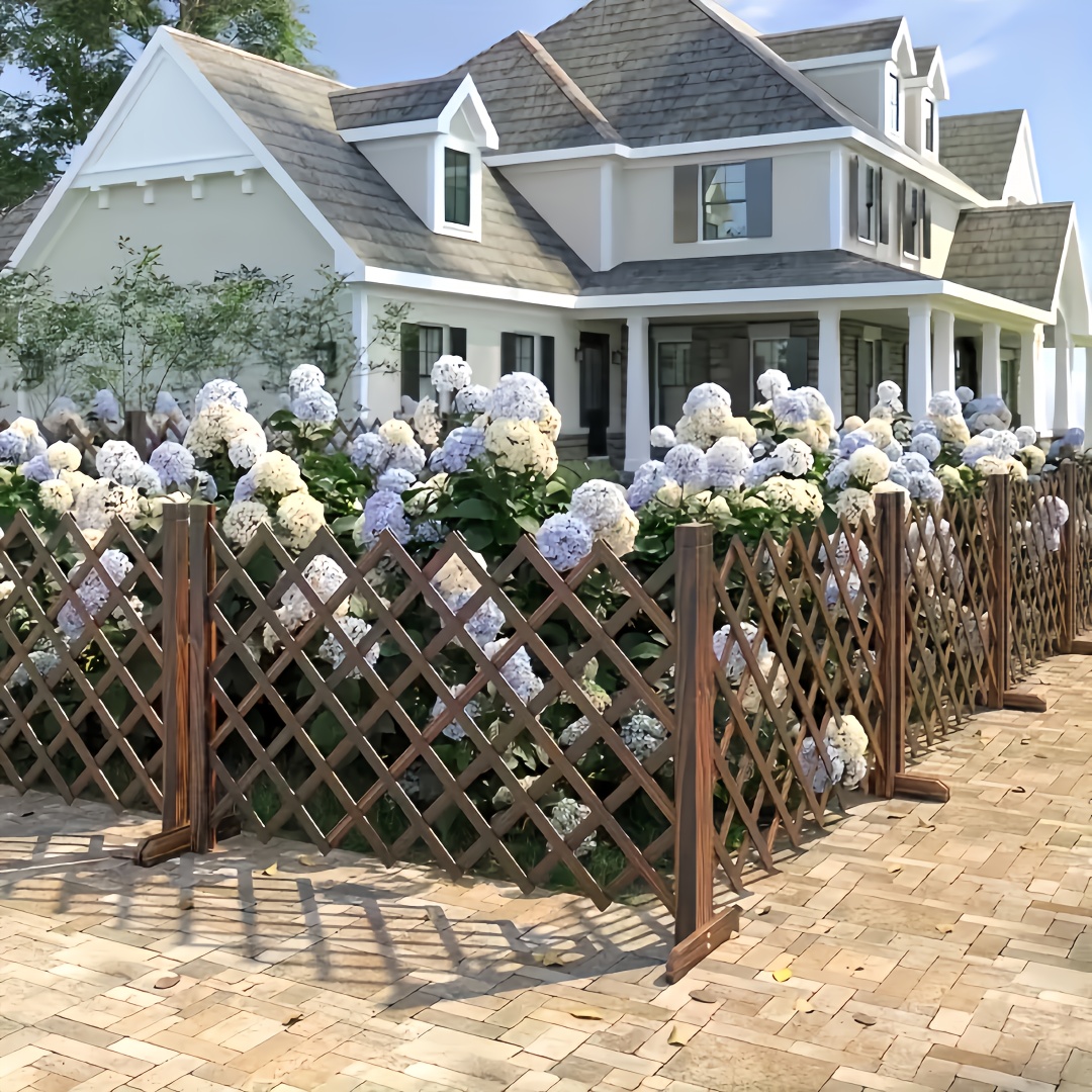 1/2pieces Wood Fence Panel Retractable Privacy Screen | Expandable Farmhouse Garden Trellis, Adjustable Height & Width, Sturdy Wood for Yard/Patio/Balcony, Weatherproof, Easy Assembly, Decorative Privacy Barrier, Plant Support, Pet Gate