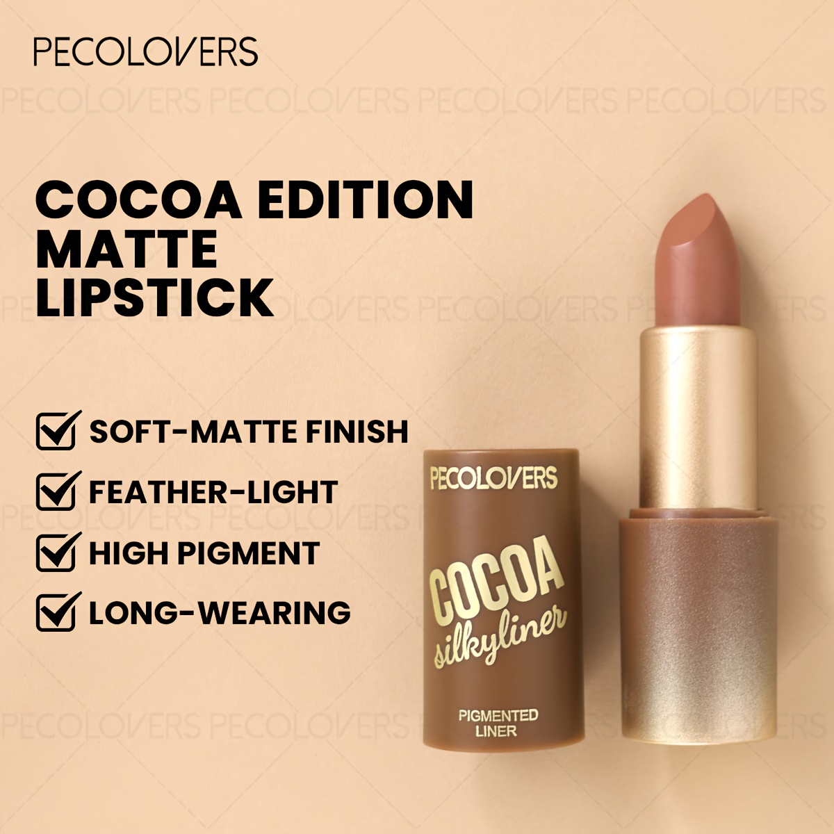 6pcs PECOLOVERS Brown Lipstick Set, Non-Drying