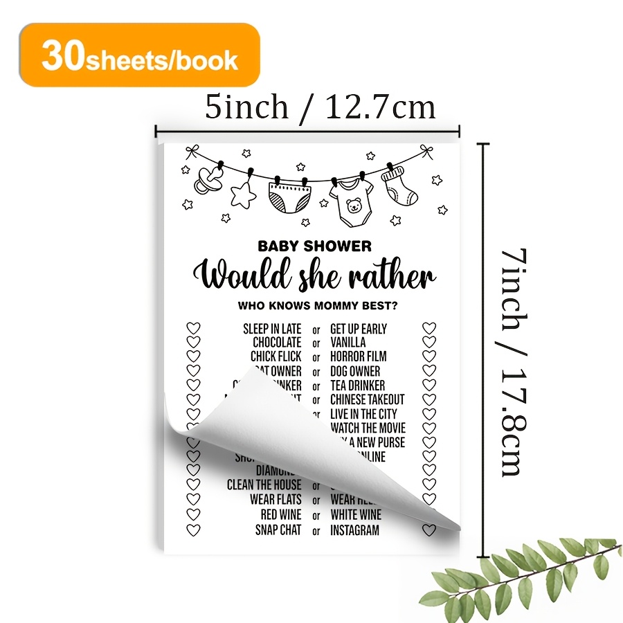 TEMU 30 Pages 1pc Which Does She ? The Expectant Mother Best? "does She Shower?" Game Card | Rustic Burlap Icebreaker Game, Suitable For Shower,