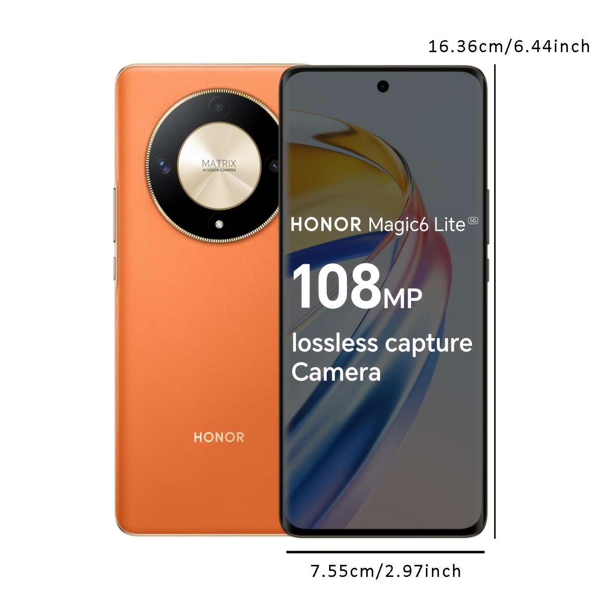Глобална версия HONOR Magic6 Lite Смартфон Съвместим с - Snapdragon 6 Gen 1, 5G, 108MP Камера, 5300mAh, Бързо Зареждане, SIM, Пръстов Отпечатък, AMOLED Дисплей, Телефон