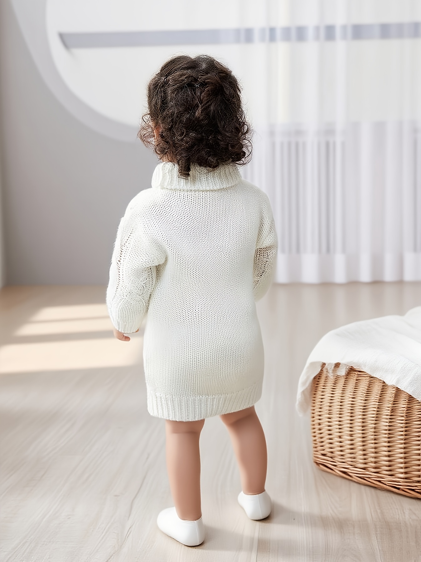 girls blue knitted flared skirt ribbed knit dress autumn - Temu