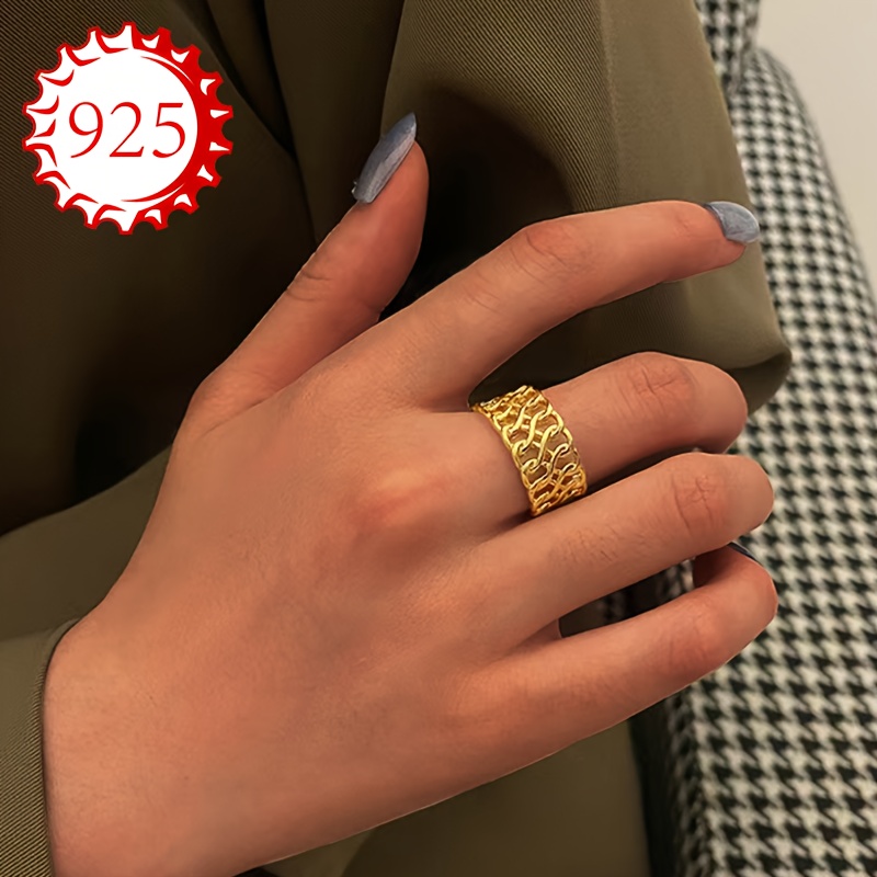 925 Silver Hollow Weave Cross Ring - Stylish Index Finger or Tail Ring