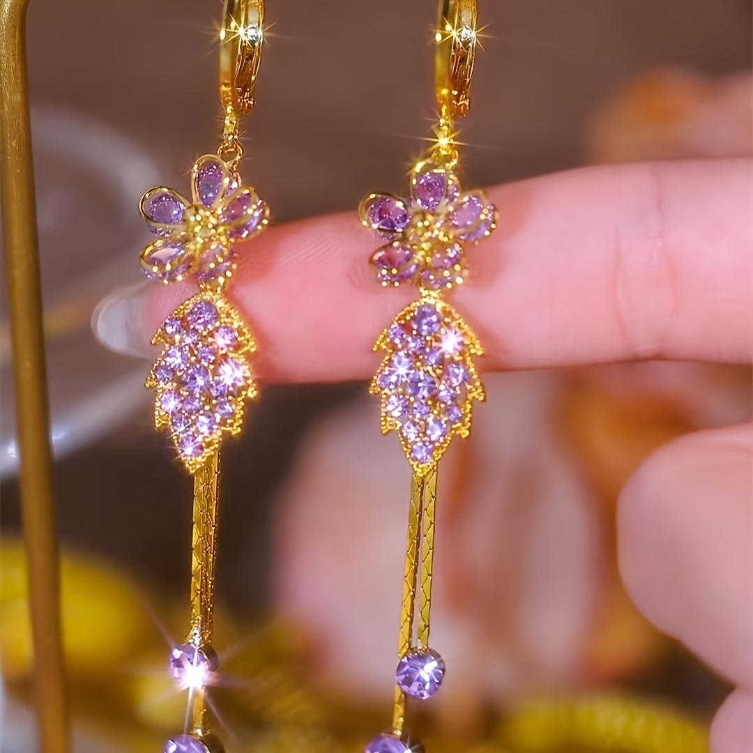 Women's Shimmering Glass Floral Drop Earrings