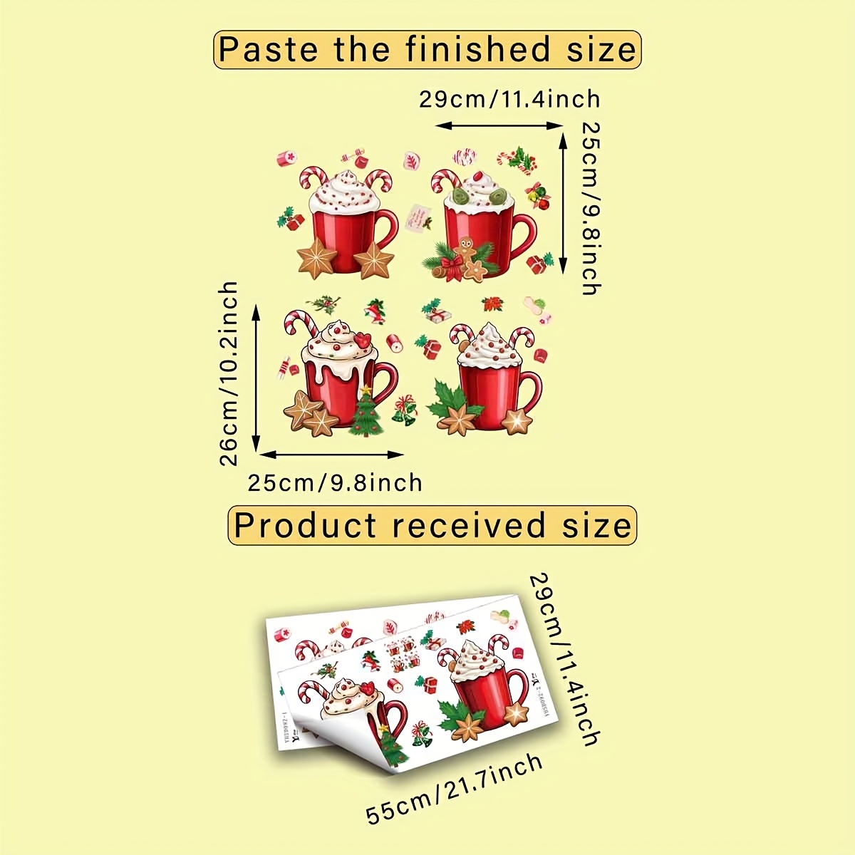 TEMU 1 Set Of 4pcs Christmas Cream Cup Candy Cane Gingerbread Man Christmas Tree Holly Cookie Cabinet Stickers, Creative Self-adhesive Removable