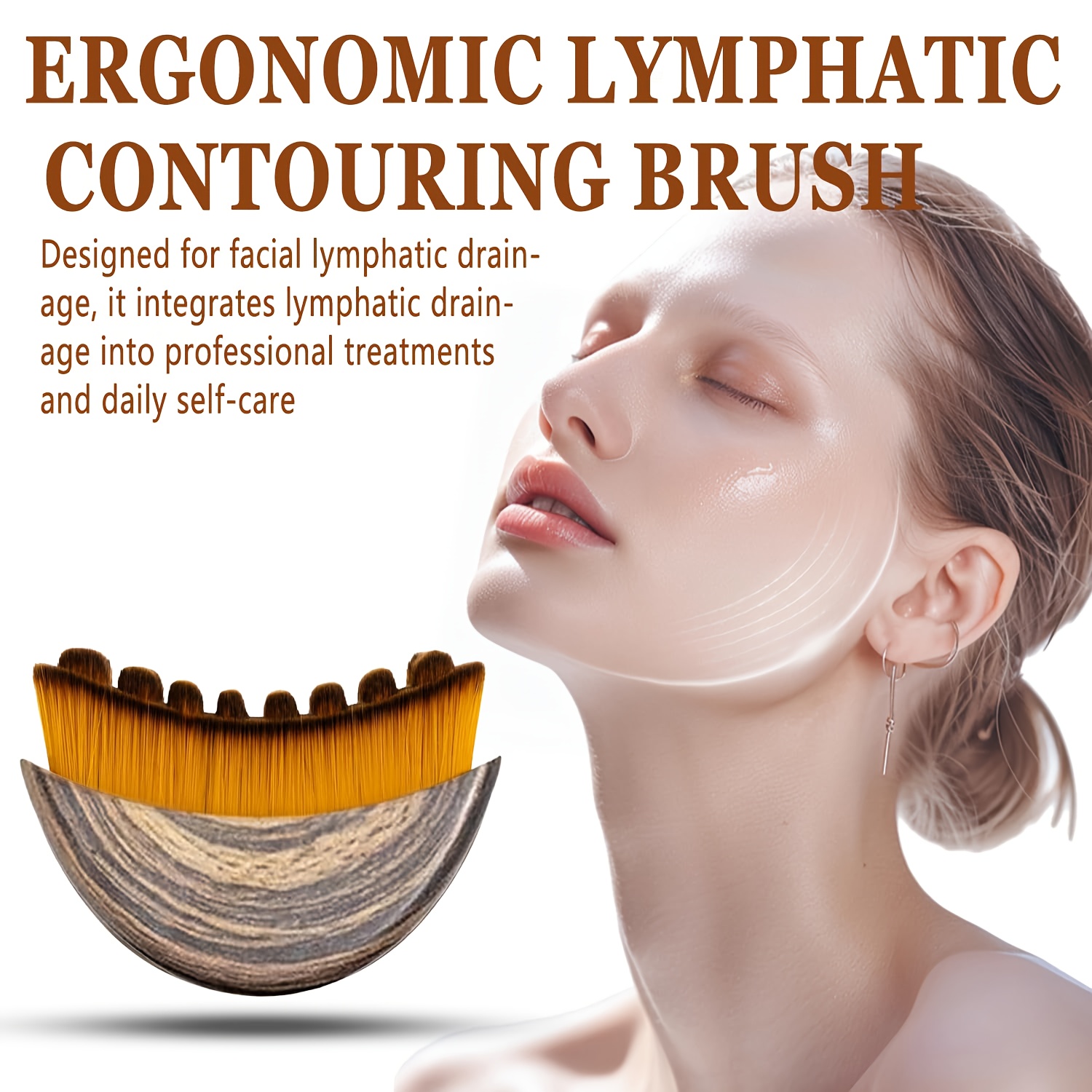 Brosse Visage Drainage Lymphatique - Massage Sec Contour Du Visage - Neuf