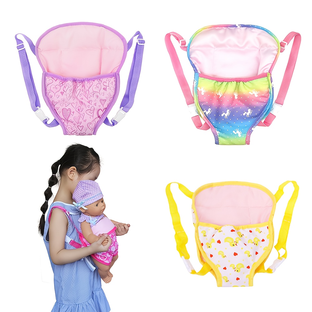 Porte-bébé Poupée Sac à Dos Réglable - Pour Poupées De 14 à 18 Pouces (non Incluses), Design élastique Sécurisé - Cadeau Enfant Rose