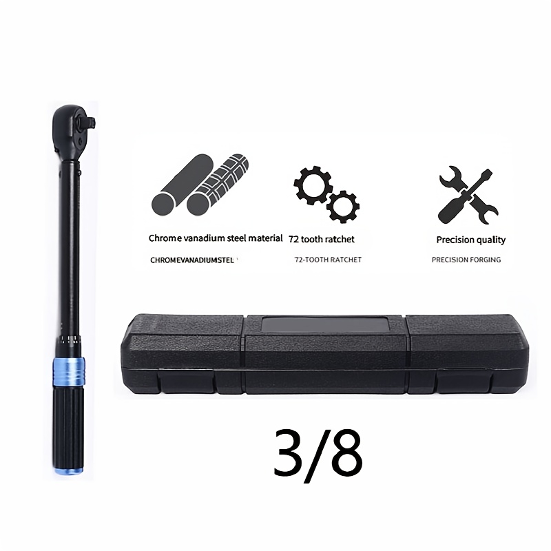 TEMU Jeu de Clés à Couple Haute Réglable, 5-220 N.m, 1/4" 3/8" et 1/2", Clé à Dents Anti-Dérapante pour Outils de Réparation Auto, Idéal Cadeau pour