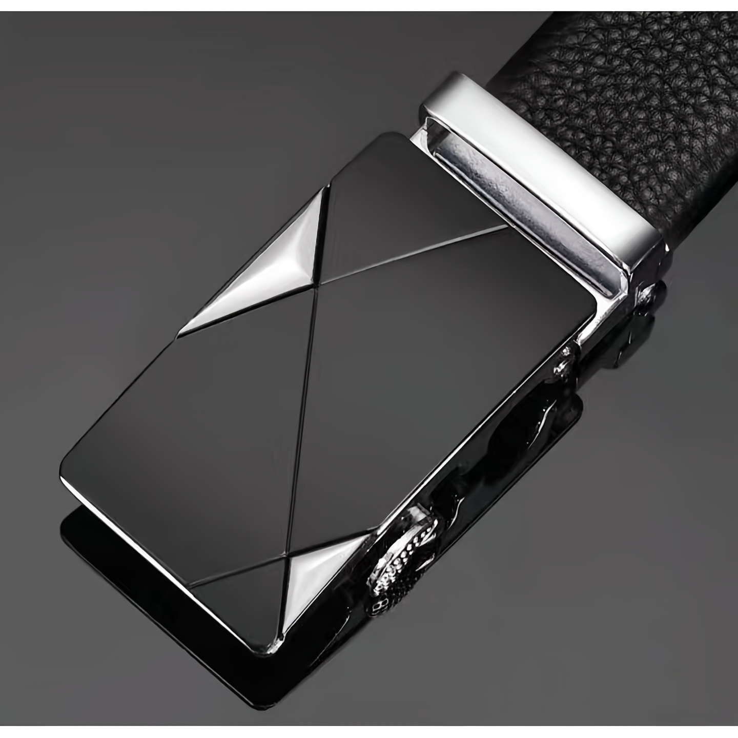 Men's Casual Leather Belt with Automatic Buckle