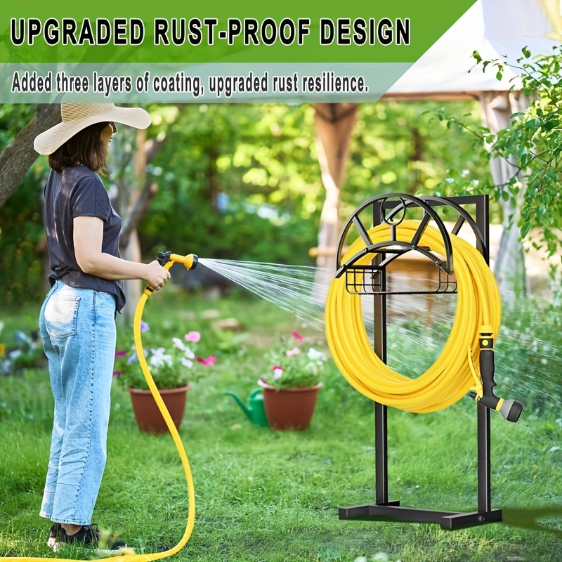 TEMU -duty Metal Hose Stand - Detachable, Freestanding Hose For & Lawn ,