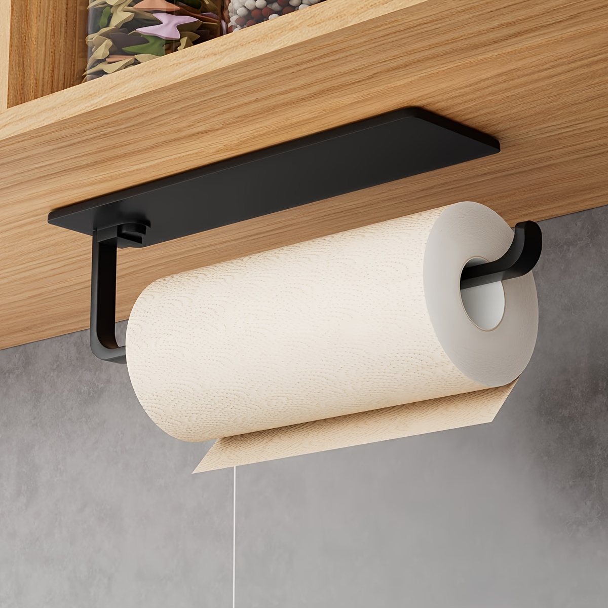 Image of 1pc Paper Towel Holder,contemporary Kitchen Towel Holder,made From Sturdy Plastic,no Drill Installation, Space-, And Perfect For Commercial And Home Settings