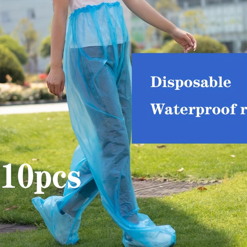 

10pcs Disposable Adult Rain Pants, Thickened Waterproof Rain Pants, Cycling, Outdoor Travel Portable Disposable Rain Pants For Hiking Camping