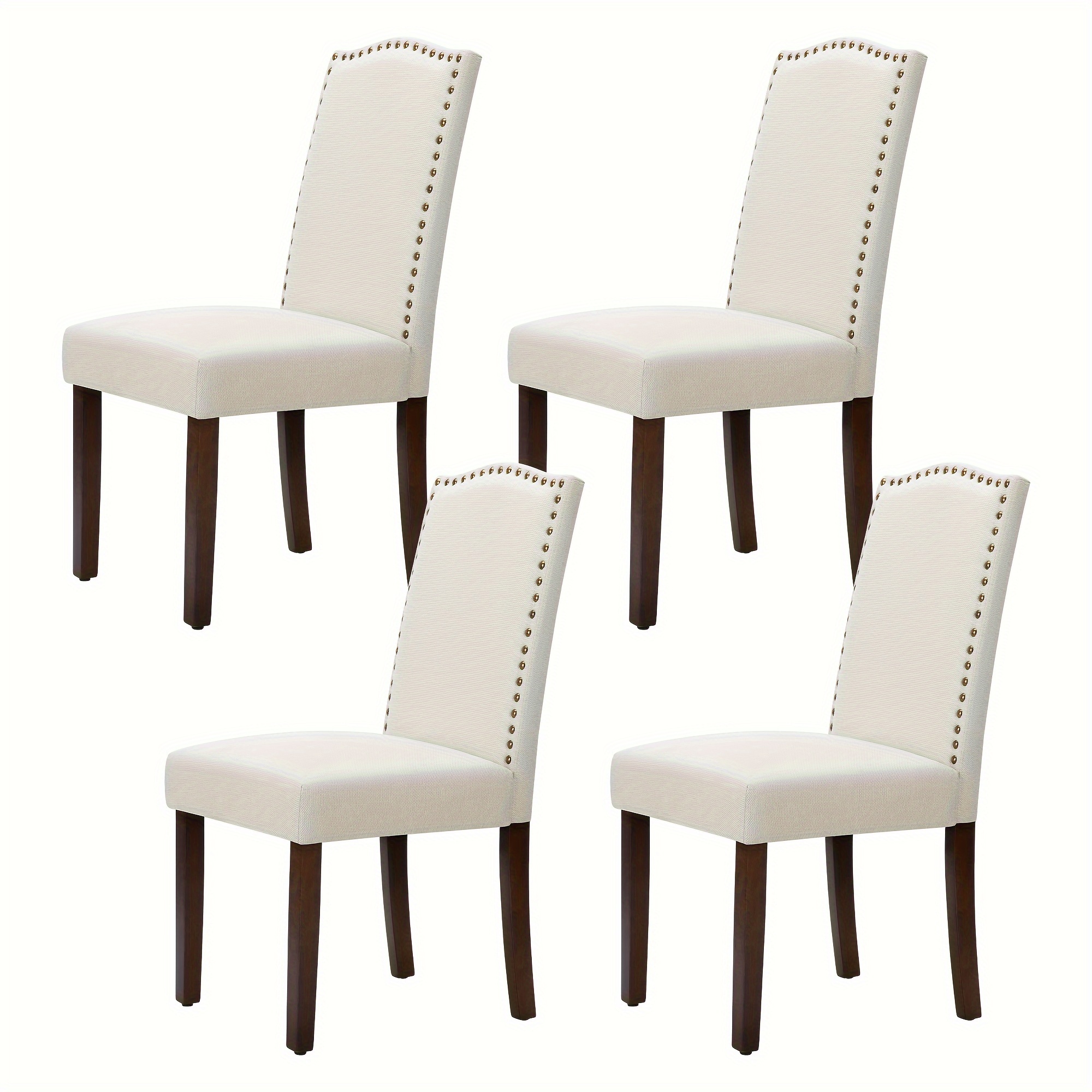 

Chairs Set Of 4, Living Room Chairs, Dining Room Chairs, Upholstered Fabric Dining Chairs, Parsons Chairs With Nailhead Trim And Wood Legs, Modern Armless Kitchen Side Chair