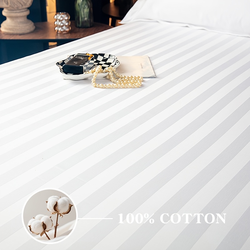 100% Egyptian Cotton, 3pcs Fitted Sheet Set (1 Fitted Sheet + 2 Pillowcases), Egyptian Cotton, Mattress Cover, 40cm Deep Pocket Design, 500 Thread Count, Suitable for Bedroom, Luxury Hotel, Guest Room