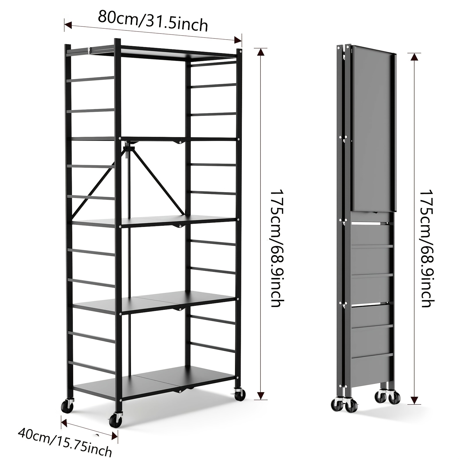 Musment 5-tier Storage Shelving Unit, Foldable Storage Shelves Wire Shelving Unit Adjsutable Shelf Heavy Metal Shelf, Capacity Free Standing Racks Organization, Standing Shelf