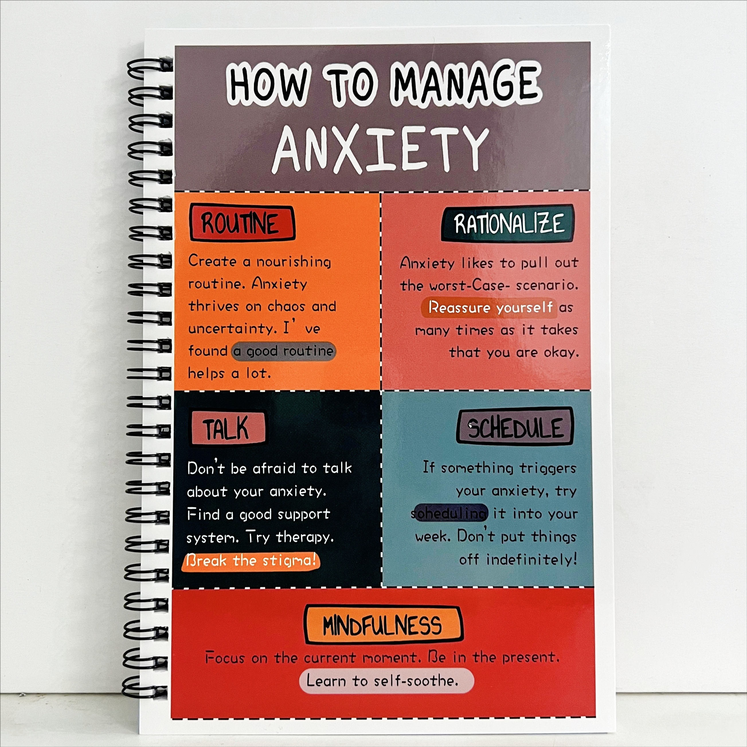 How to Manage Anxiety: A Daily Routine Workbook for Relax, Mindfulness & Self-Care – Spiral-Bound with Perforated Pages, Motivational Quotes & Exercises for Anxiety Relief, Selfhelp Book | Engaging Design | Spiralbound Book