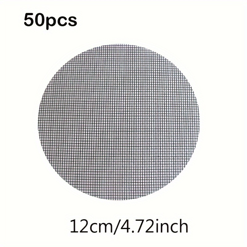 TEMU 50pcs Round Drainage Mesh Pads For Flower Pots - Waterproof, Soil Loss Prevention, Ideal For Bonsai & Gardening