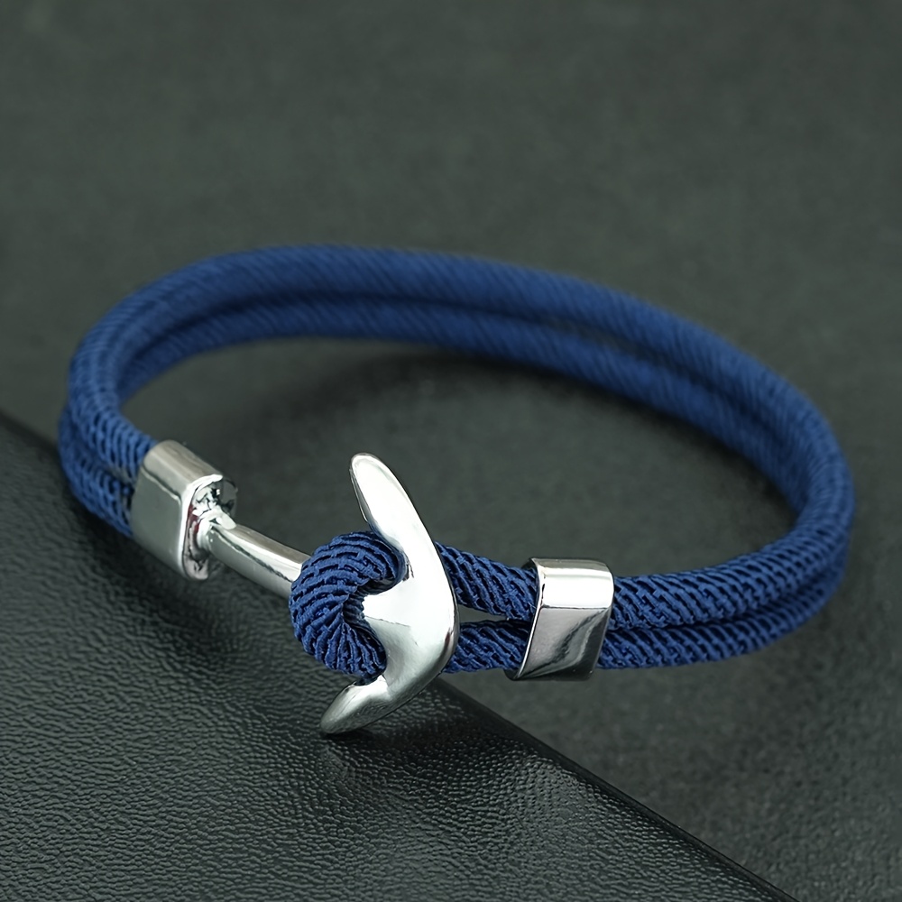 TEMU Bracelet rigide 1 pièce avec pour homme, corde milanaise 4 mm de qualité A, bracelet rigide marin , accessoire de bracelet rigide en tissu