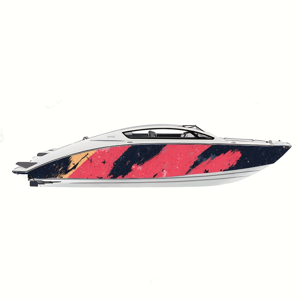 2pcs Abstract Linear Pattern Boat Stickers, Waterproof PVC Decals