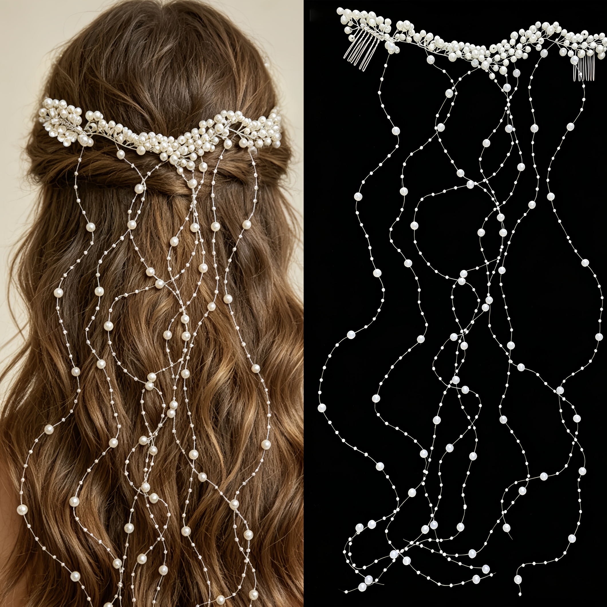 Tassel Hair Additions Bridal Tiara Head Comb