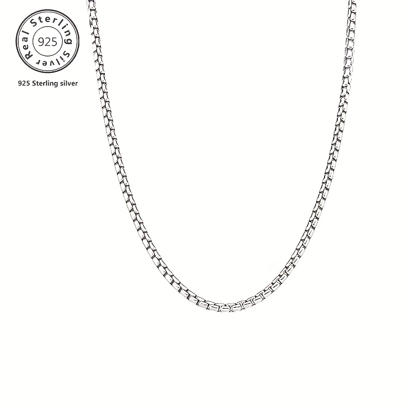 TEMU 925 Sterling Silver 3.5mm Round Box Chain, Unisex, Anti-allergy Comfortable, Wedding, Valentine's Day, Halloween, Anniversary, Holidays, Special