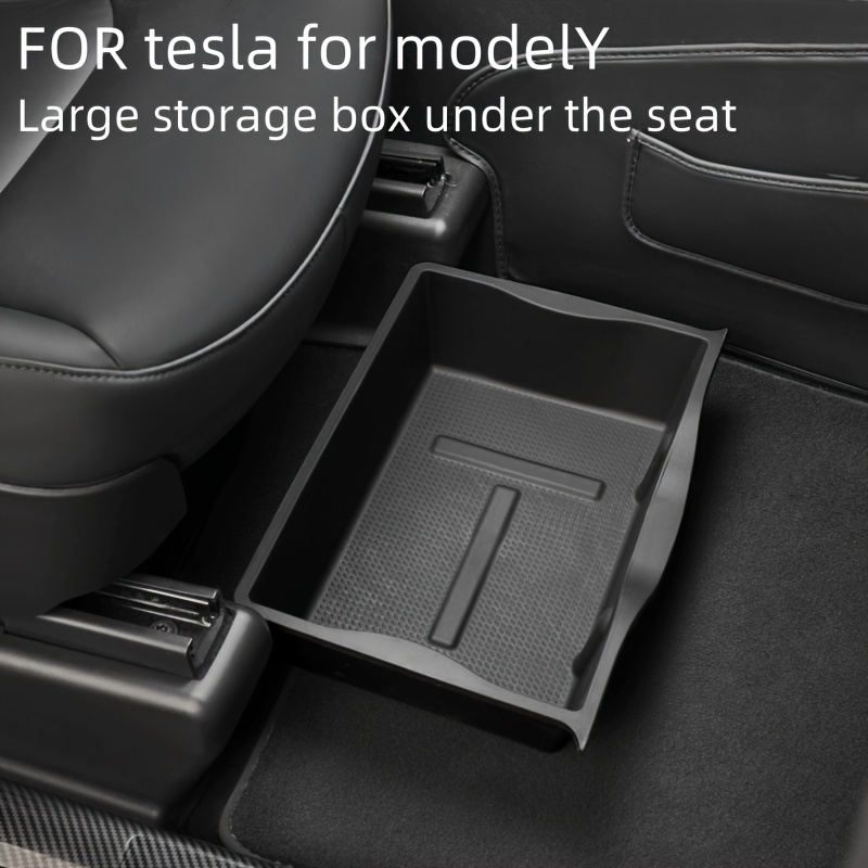 

For Tesla Model Y Under-for Seat Storage Box, Lightweight Abs Console Organizer, Rear Seat Custom Accessory Tray For Interior Modification