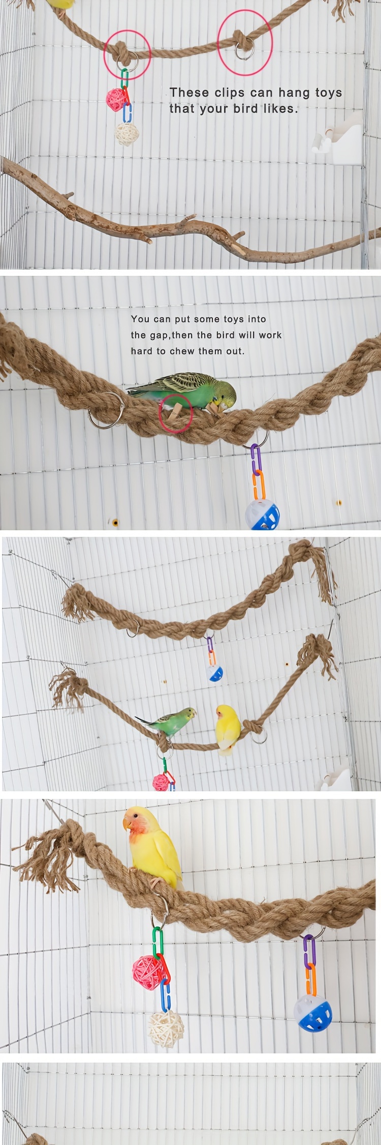 Extra long Natural Hemp Rope Swing Parrots Durable Non toxic Temu