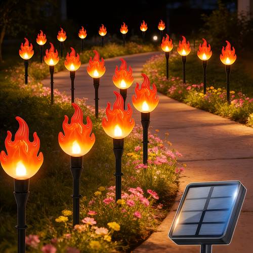 20 10pcs outdoor fairy lawn light recessed high brightness led simulated flame decorative light 12 lighting solar powered suitable for lawns weddings birthdays parties christmas valentines day decorations