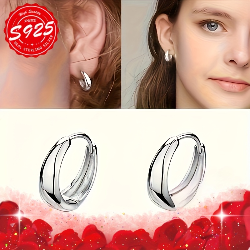 S925 Sterling Silver Thick Round Pendant Earrings with Gemstones