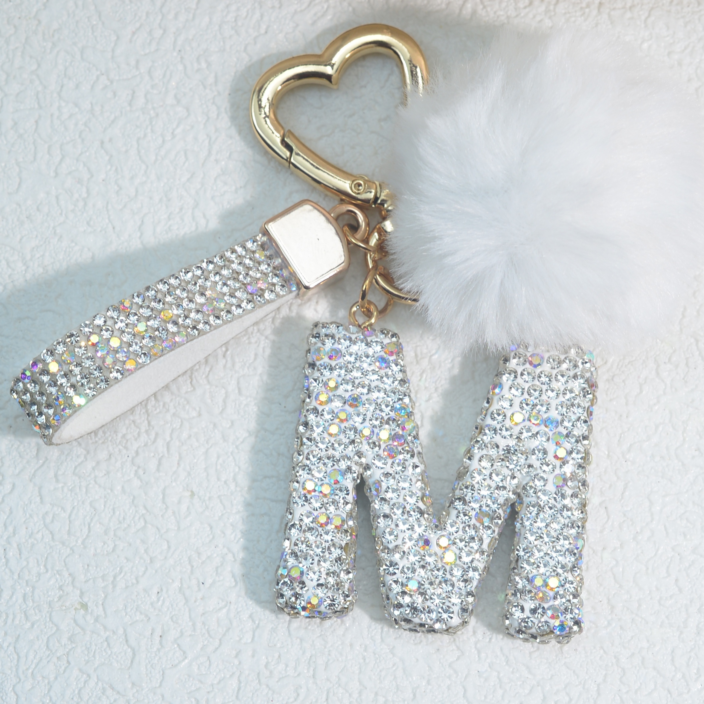   pvc keychain   embellished pink white initials cuff closure no power required perfect gift for mom girlfriend party birthday ladies novelty accessories details 2