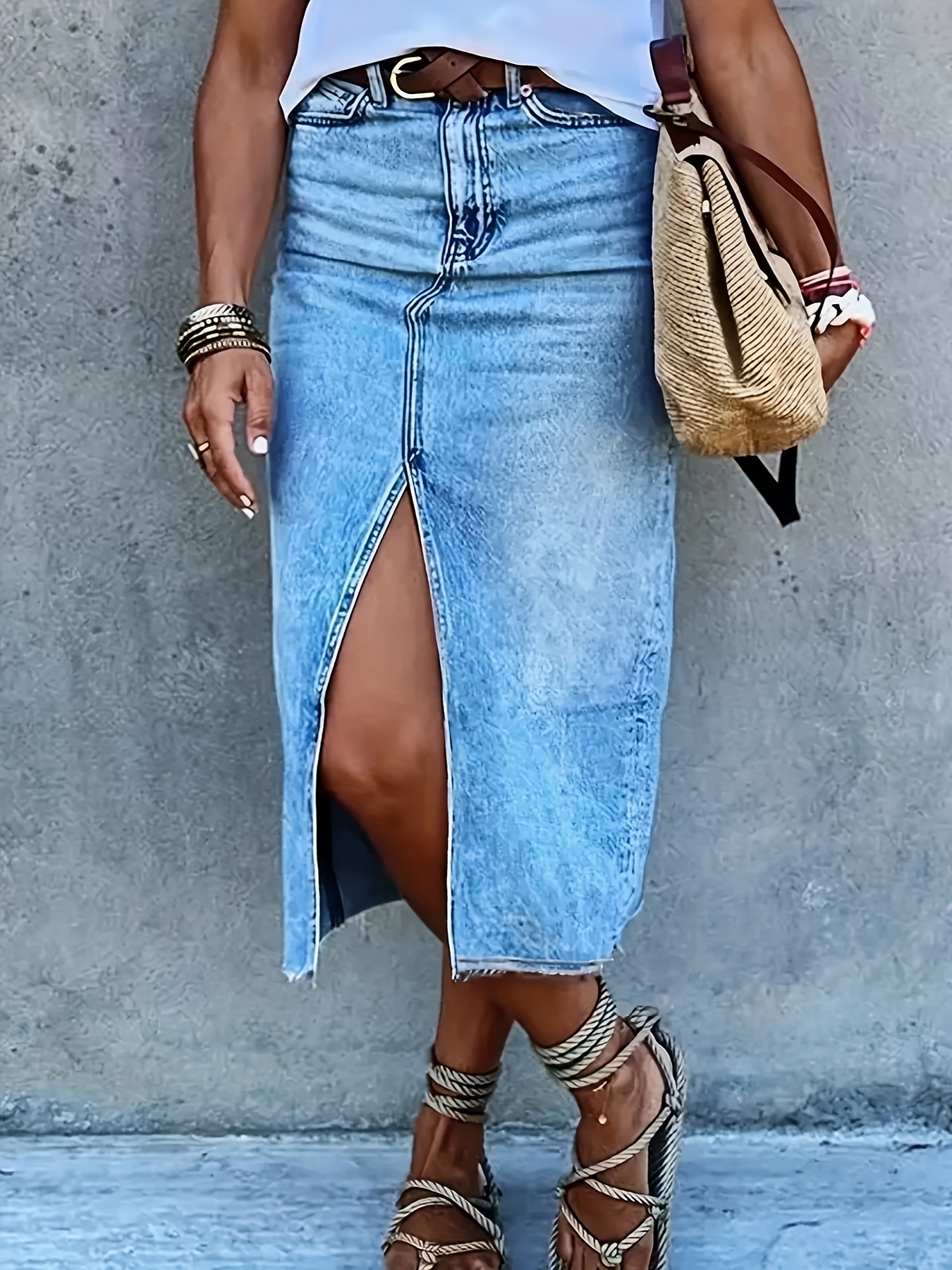 【BAON】Beamtrue Summer Denim Long Skirt Denim Tiered Button Up Maxi Skirt – Hippie Vibe Tribe