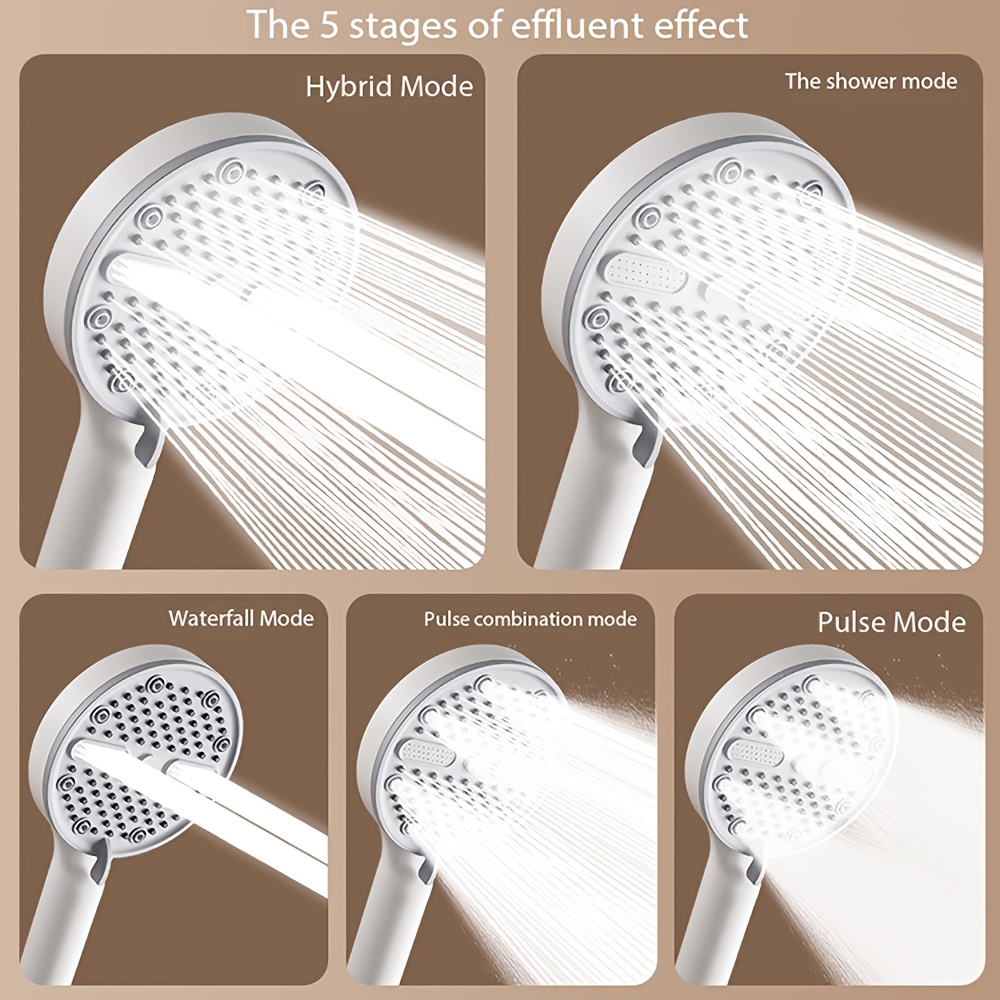 TATUKIKO Handheld Shower Head with 5-Spray Settings