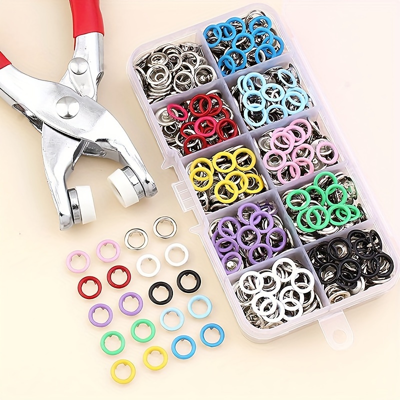 

100 Sets Of 9.5mm Metal Sewing Buttons Snaps With Pliers, 10 Colors Claw Ring Press Studs For Diy Clothing Decoration, Manual Operation Stainless Steel Punching Tool Kit