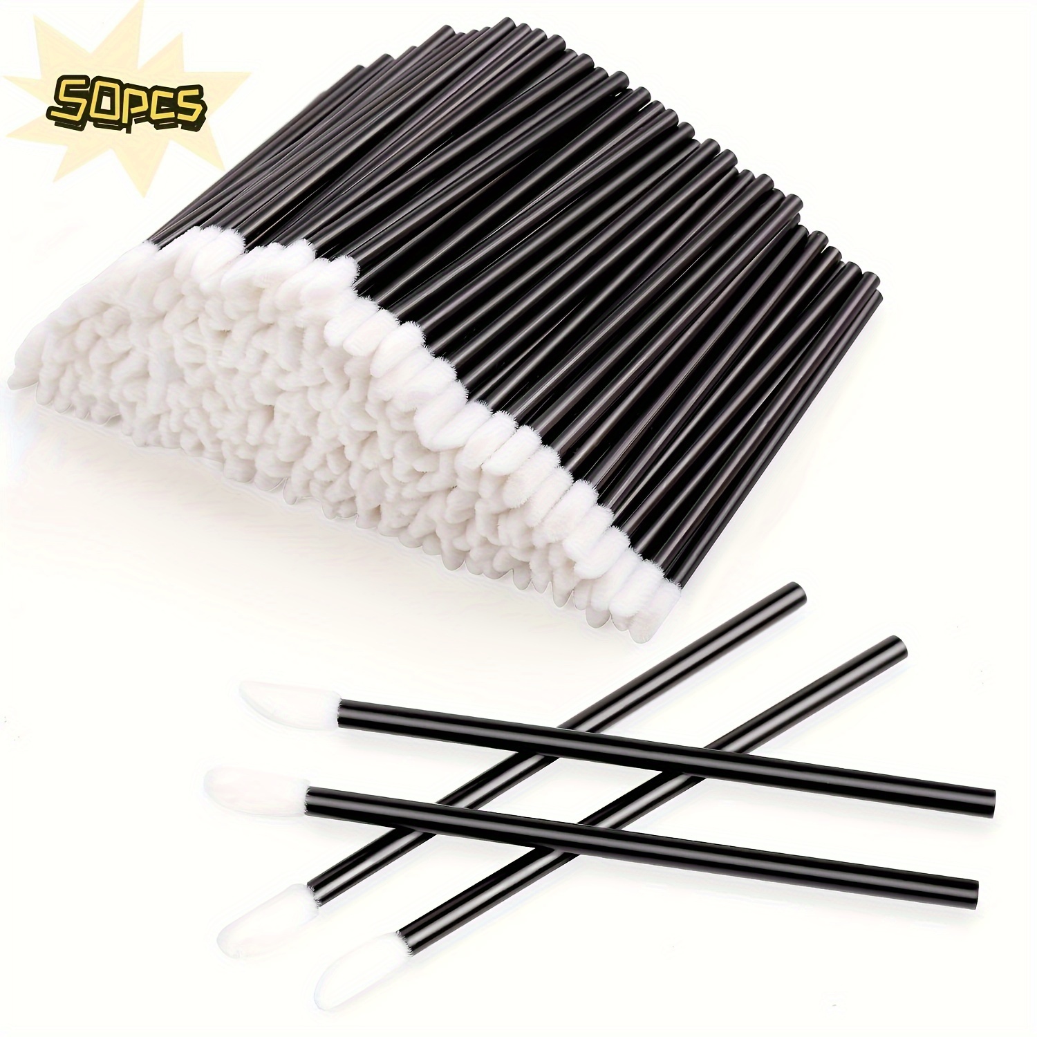 

50ps Disposable Micro Brush Applicator, Micro Smear Brush Micro Swab Microfiber Wand For Eyelash Extension And Makeup Application, Disposable Mascara Wand