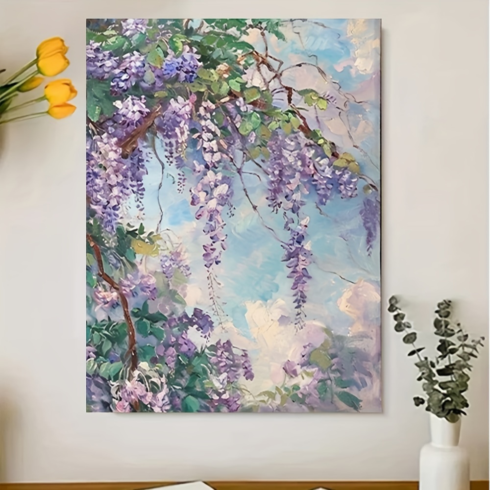 

serene Nature" Chic Wisteria Bloom Canvas Art Print - 12x16" Unframed Modern Wall Decor For Home, Office, Or Cafe