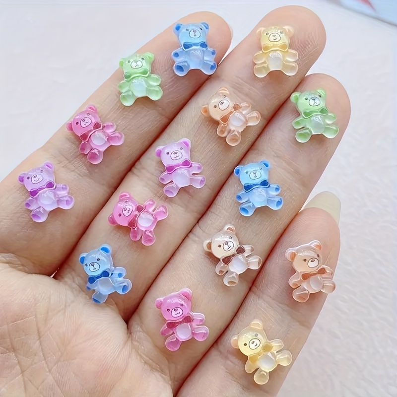 

40 pcs de petits ours en résine étincelants pour l'art des ongles, charmes pour mariage, scrapbooking, décoration DIY, accessoires sans parfum
