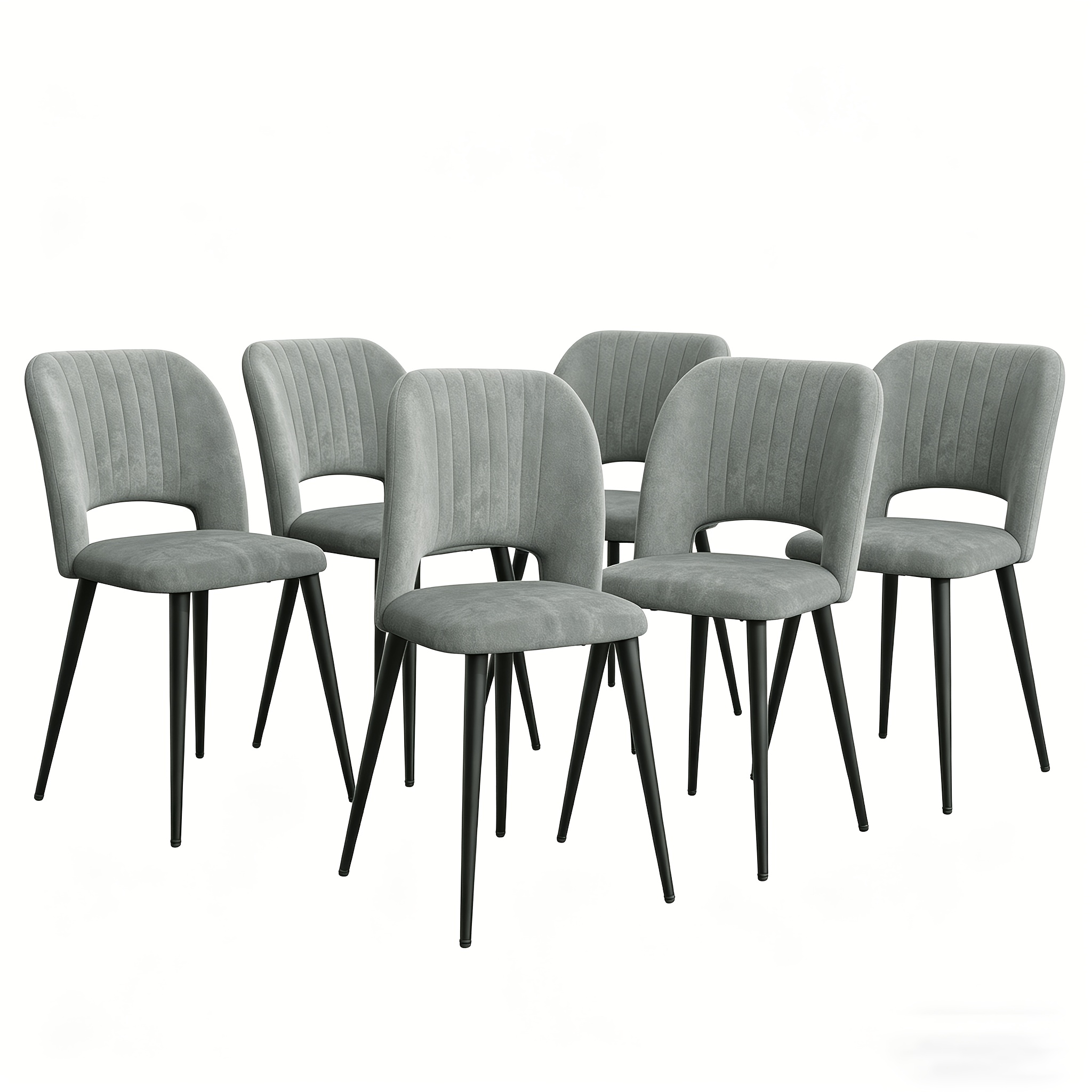 6pcs Premium Velvet Dining Chairs, Comfy Upholstered Accent Chairs With With Padded Seat And Sturdy Metal Legs, Armless Side Chair For Living Room, Meeting Room, Vanity 48x45x85cm (grey)
