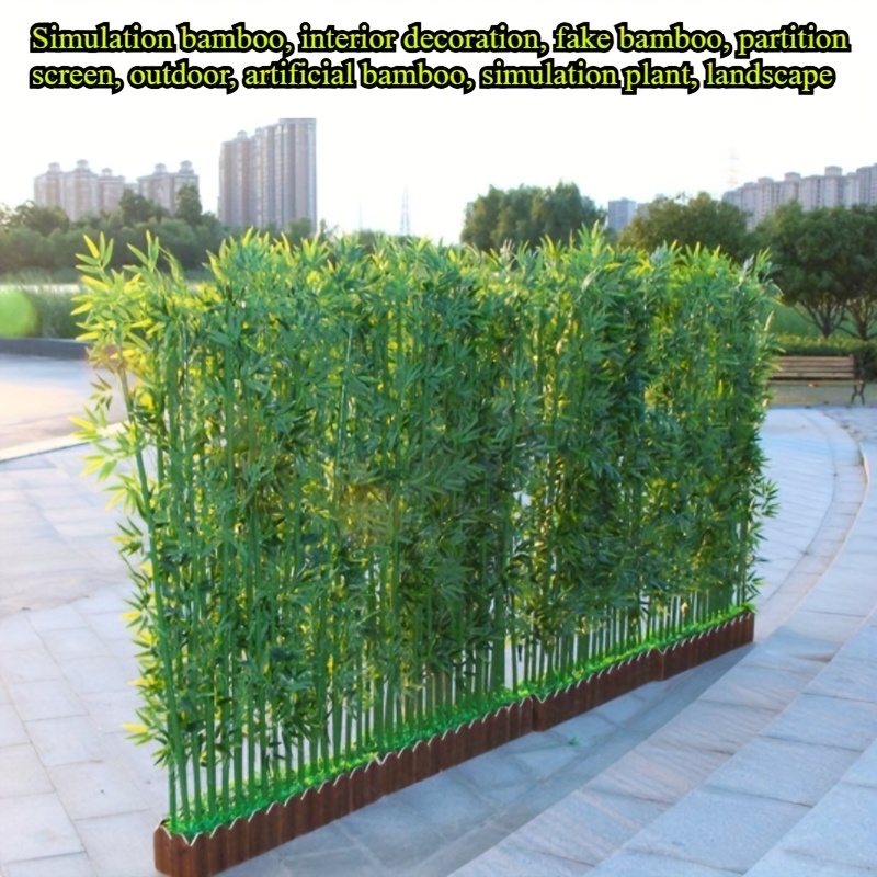plantes artificielles de bambou réalistes - décoration intérieure/extérieure, écran dintimité, faible entretien avec tiges   et feuilles jauneâtres, plastique   aux intempéries pour maison, bureau, jardin, terrasse - pas besoin darrosage, toile de fond festive, écran décoratif, facile à entretenir 0