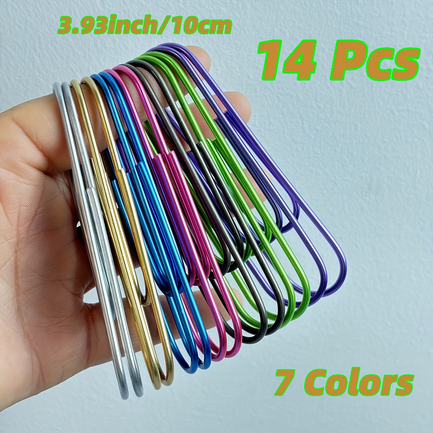 Image of Paper Clips, 3.93inch/10cm 14pcs Oversized Size Colored, Paperclips Assorted Colors, Paper Clips For Office School And Personal Use