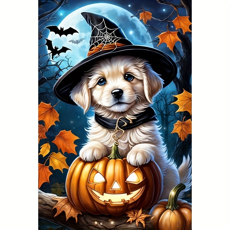 

Halloween Puppy 5d Diamond Painting Kit, 7.8x11.8in, Full Round Drill Diy Craft, Acrylic Mosaic Art For Wall Decor & Gifts Dog Diamond Painting Kits Chihuahua Diamond Painting Kits