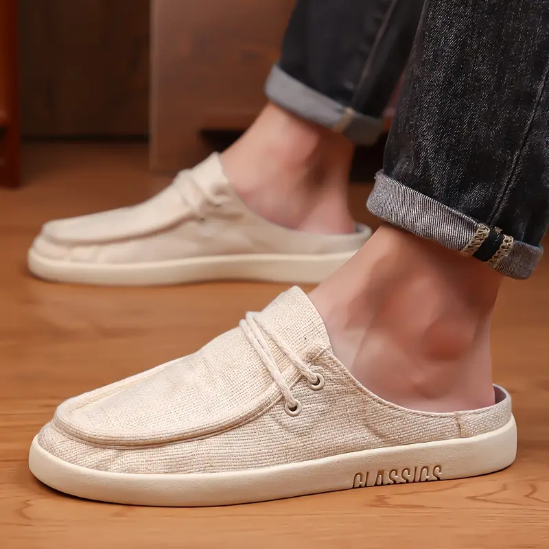 mens linen slip on loafers casual summer shoes with breathable fabric upper comfortable rubber sole and adjustable lace for outdoor casual attire shoes for hiking streetwear footwear durable footwear Product details 0