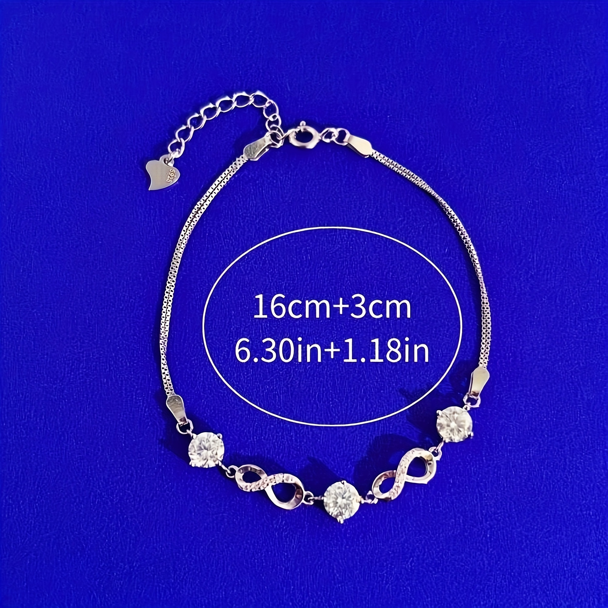 S925 Silver 0.5 Carat 3pc Moissanite Cross Bracelet
