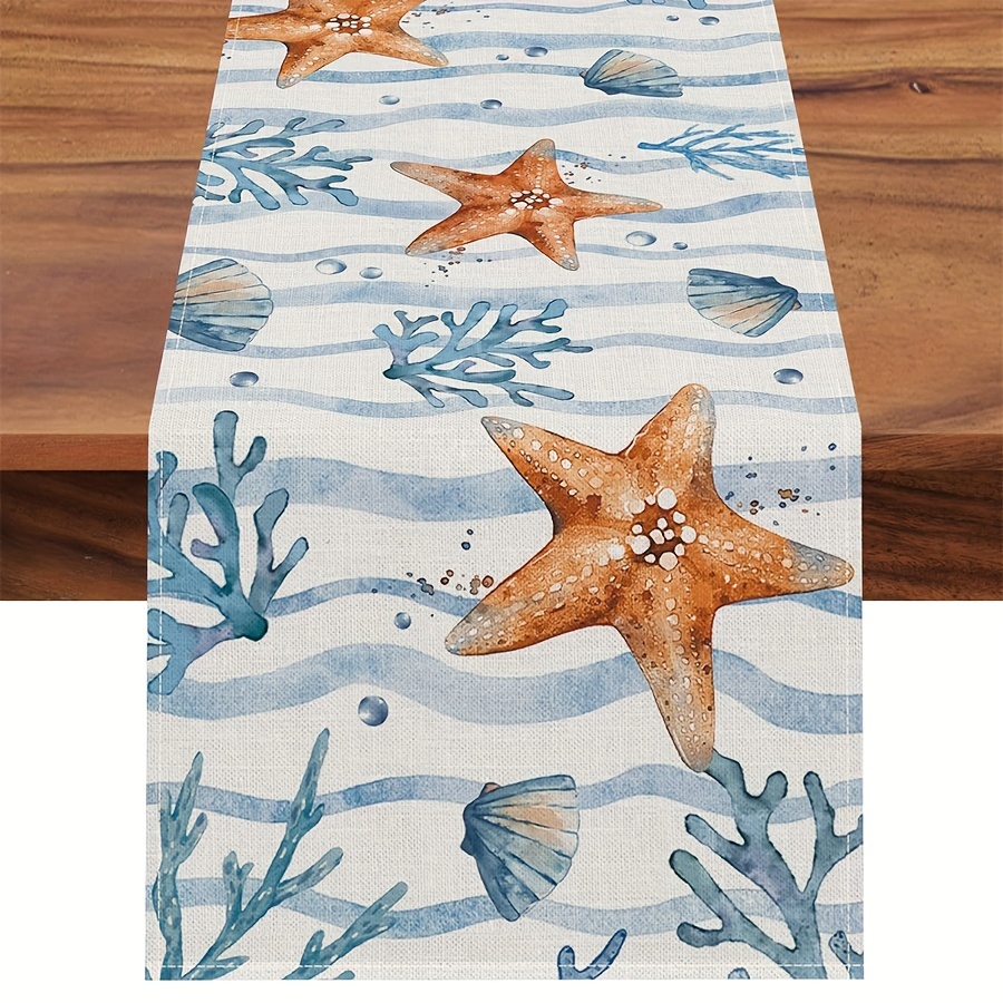 Long Tropical Ocean Beach Sea Water Table Runner Family - Temu