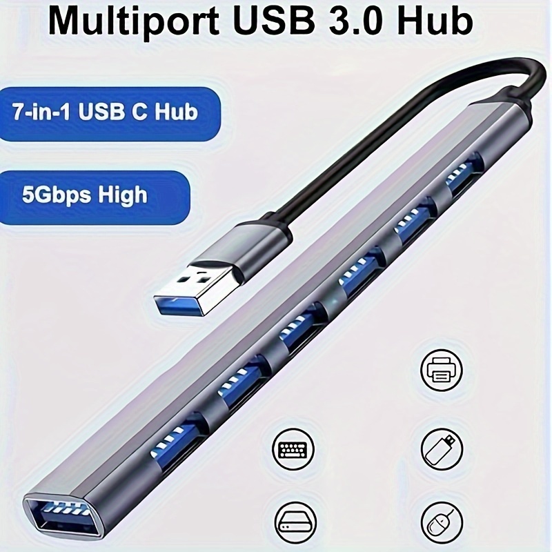 

7-in-1 Aluminum With Usb 3.0 Ports, Multiport Usb 3.0 , Connector Type Usb-a, Power Mode Usb, Operating Voltage ≤36v, Male To Male Connector Polarity, Compatible With Macbook Pro, Air & More Devices