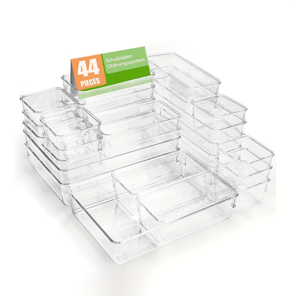 25 44pcs deluxe desktop drawer organizer set transparent multifunctional storage boxes for bathroom bedroom living   saving adjustable stackable and easy to   for household clutter storage and organization Product details 0