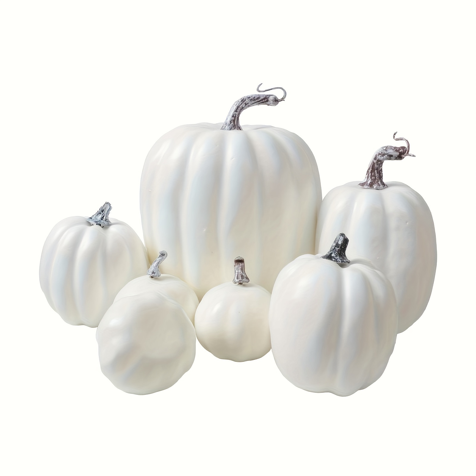 

7pcs, Artificial White Pumpkin, Various Sizes Of Fake Pumpkin Home Decoration, Autumn Harvest Decoration, Thanksgiving Or Decoration, Festivals, Gardens