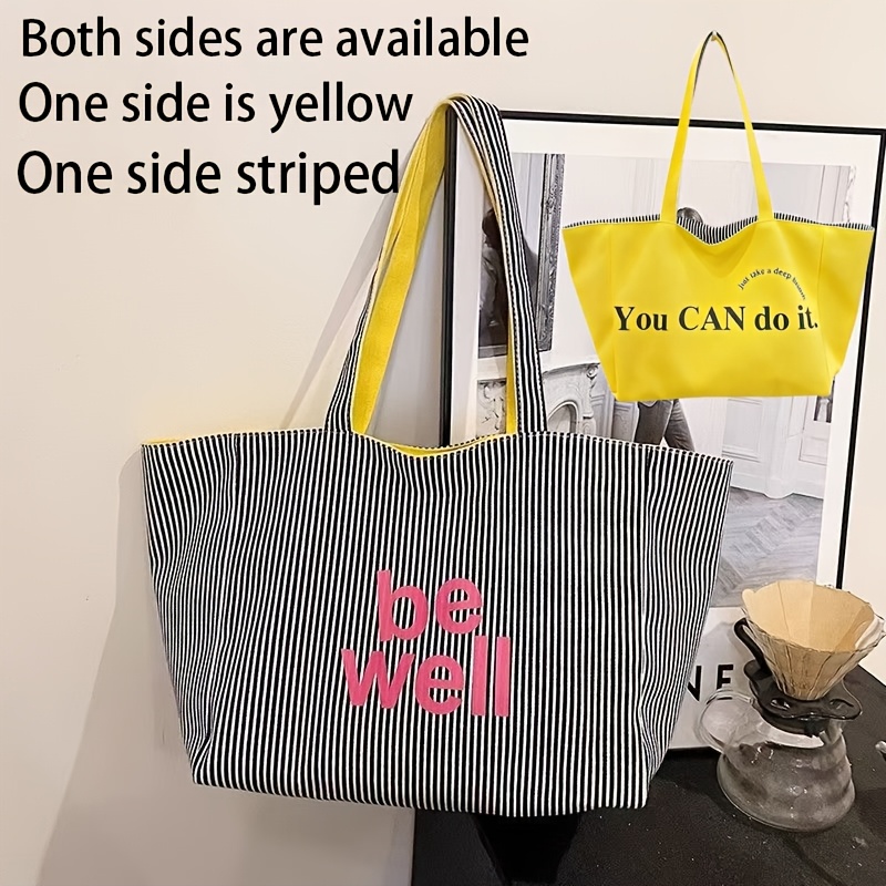 Women's Large Capacity Tote Bag, Handbag, Shoulder Bag, Letter Large Capacity Tote Bag Front And Back, Daily Work, Travel, Beach Bag Unisex Casual Handbag, Modern